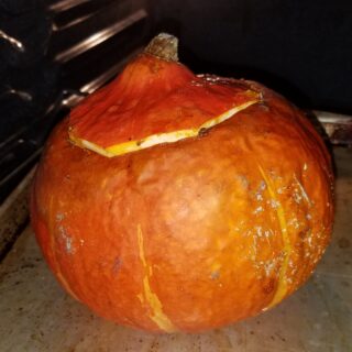 Image of pumpkin in the oven