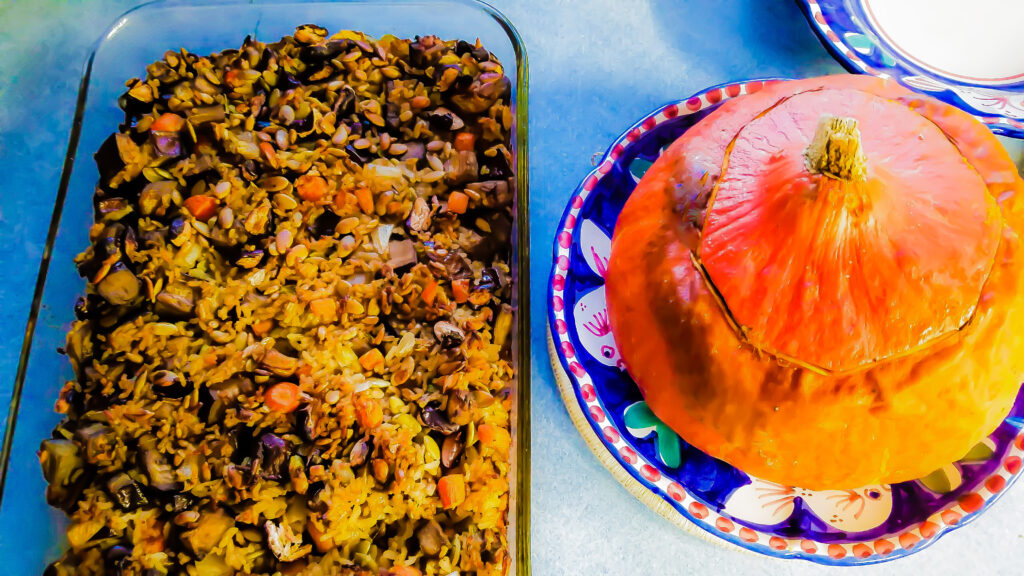 Image of cooked pumpkin with risotto dish