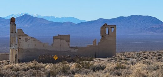 Ruins of Cook Bank building in ghost town Rhyolite, NV