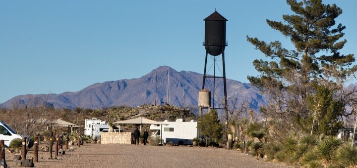 Columbus, NM, with a view of mountains in Mexico